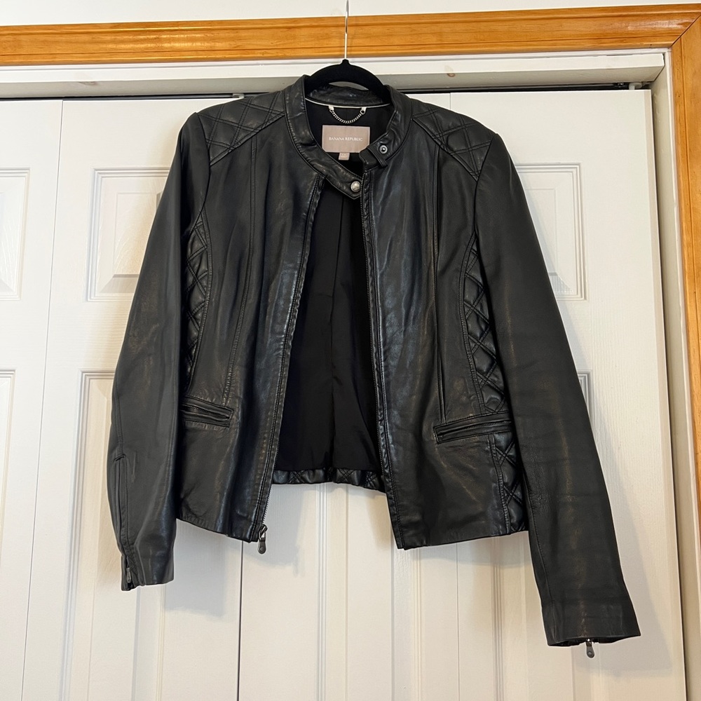Banana Republic black leather jacket and coordinating dress - Picture 5 of 12